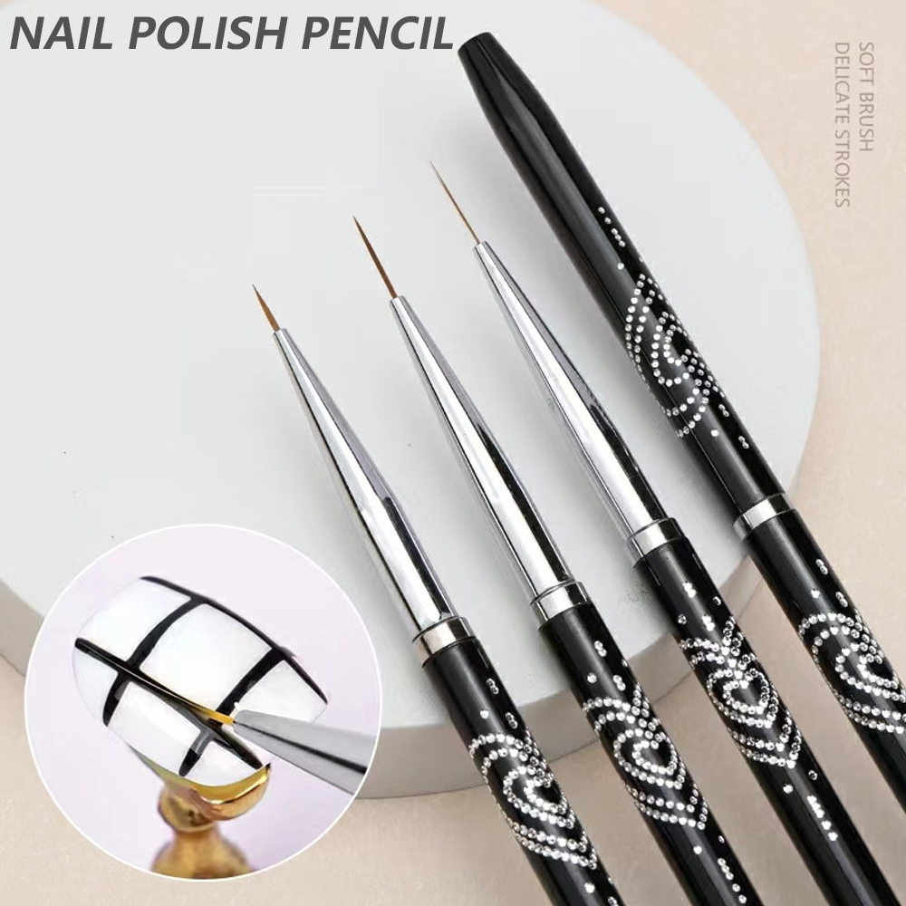Nail Art Brushes，With Nail Gel Polish Painting Brush Set, Fine Line Nail  Art Dotting Drawing Pen Sizes 7/9/11mm 